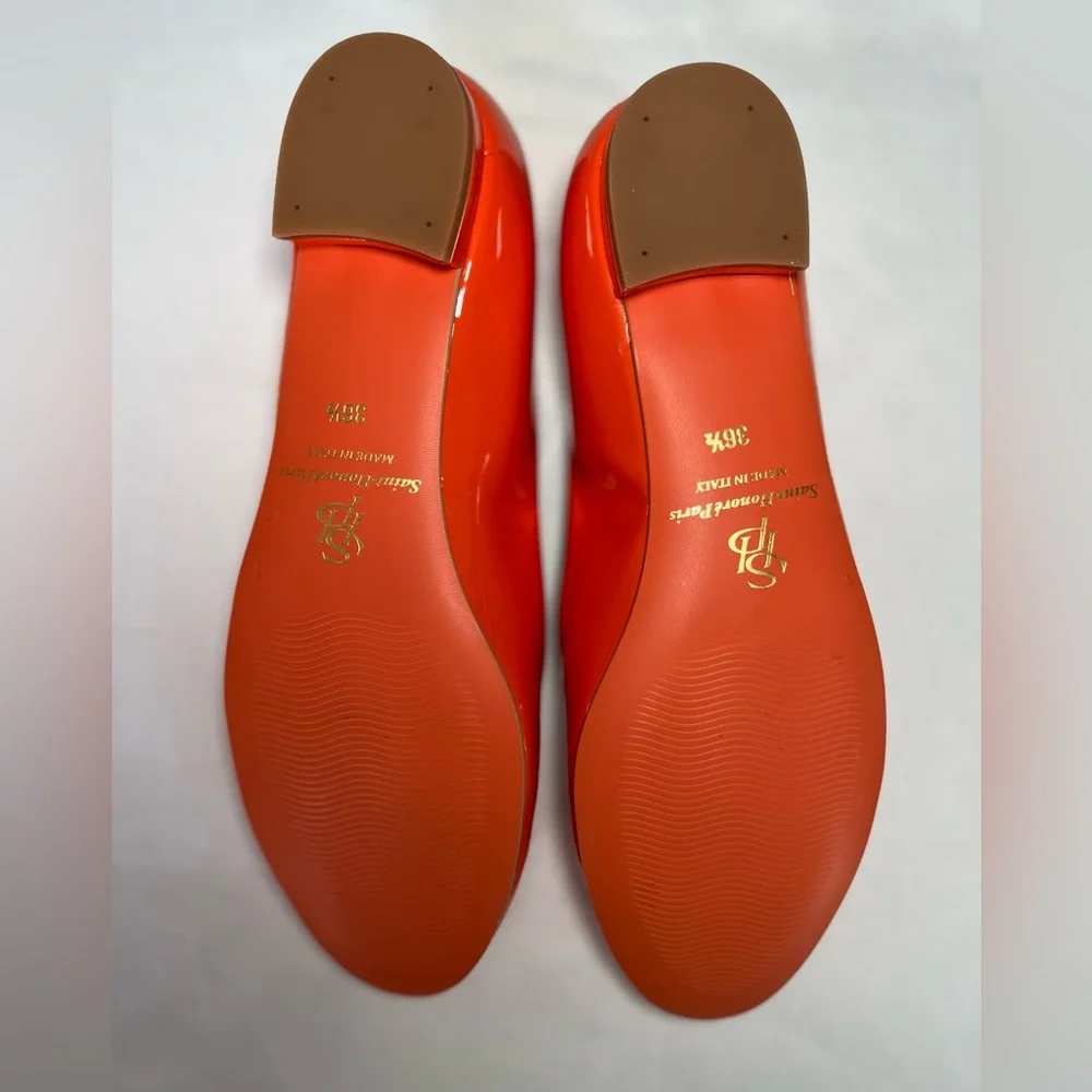 Saint Honoré Paris Souliers Leather Ballerina Flats Orange EU 36.5 - Picture 4 of 9
